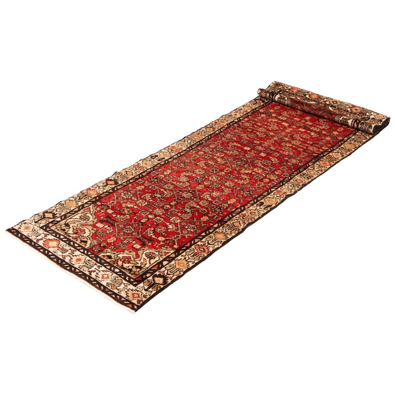 ECARPETGALLERY Hand-knotted Andelz Red Wool Rug - 3'2 x 9'10