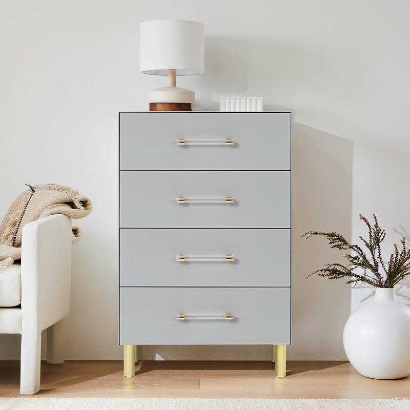 Modern Light Gray 37.3" Tall 4-Drawer Chest - 4-drawer