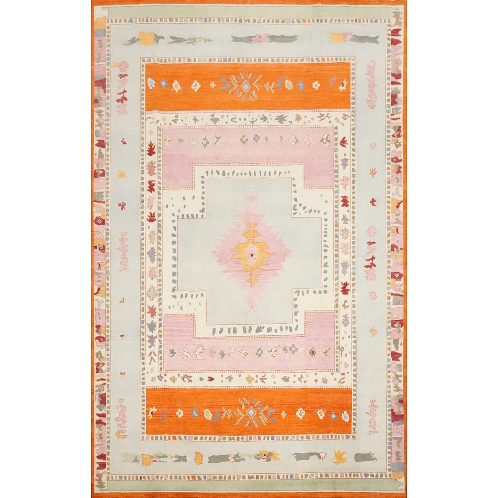 Hand Knotted Oriental 100% Wool Carpet Modern Geometric Multi-Colored Gabbeh Area Rug - 14' 1'' X 10' 4''