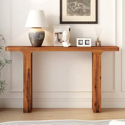 Acacia Veneer Entryway Table / 60" Narrow Long Sofa Side Table Console Table