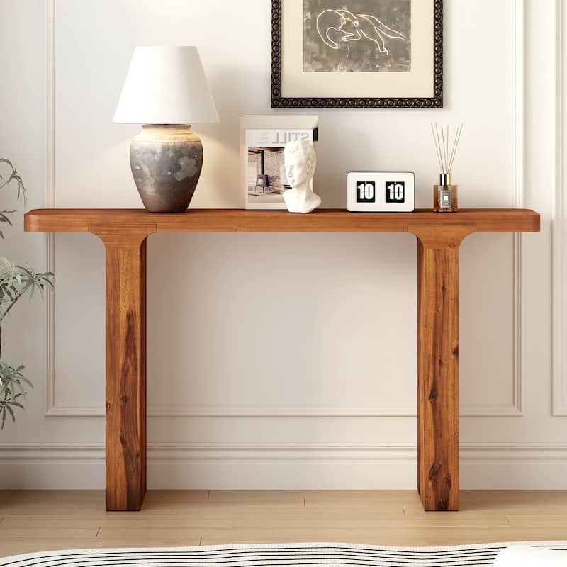 Narrow Console Tables Accent Table with Acacia Wood Leg Sofa Table, Modern Hallway Tables for Entryway, Living Room