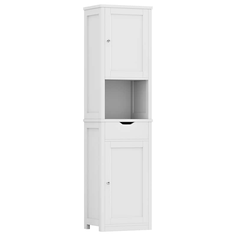 Bathroom Storage Cabinet – Multifunctional Waterproof Organizer with Adjustable Shelves - N/A