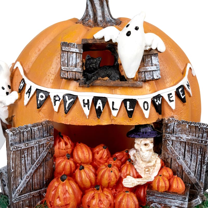 LED Lighted Pumpkin Village Halloween Decoration - 7"
