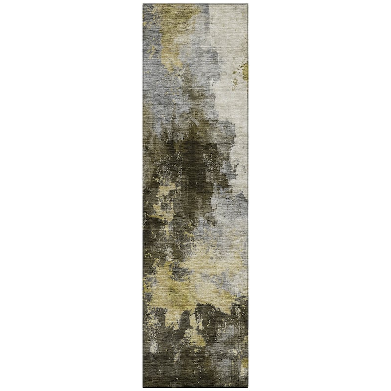 Machine Washable Indoor/ Outdoor Abstract Modern Chantille Rug