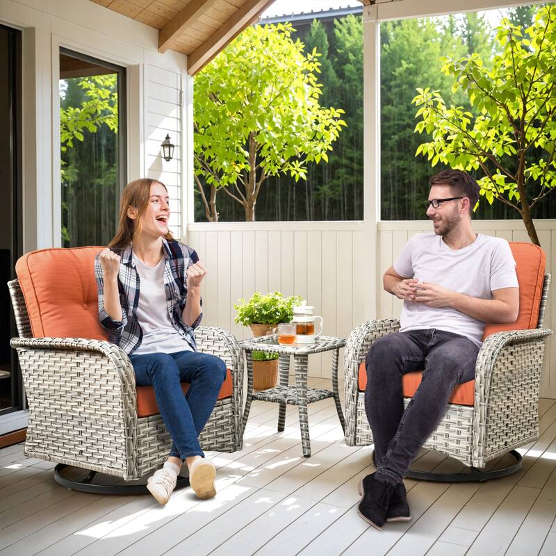 XIZZI 9-piece Patio Furniture Outdoor Wicker Chair Set with Fire Table