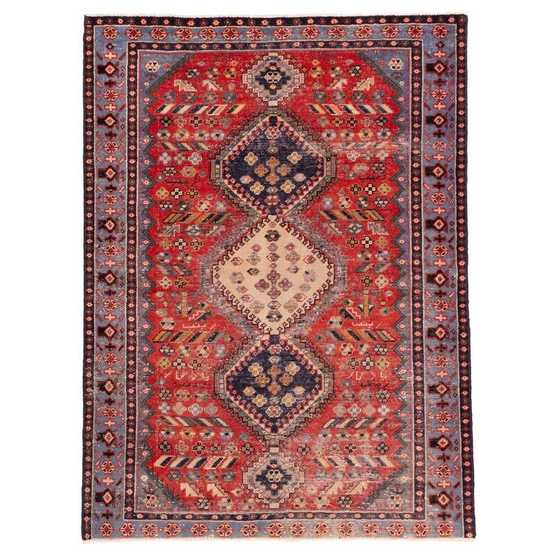 ECARPETGALLERY Hand-knotted Andelz Red Wool Rug - 4'9 x 6'5