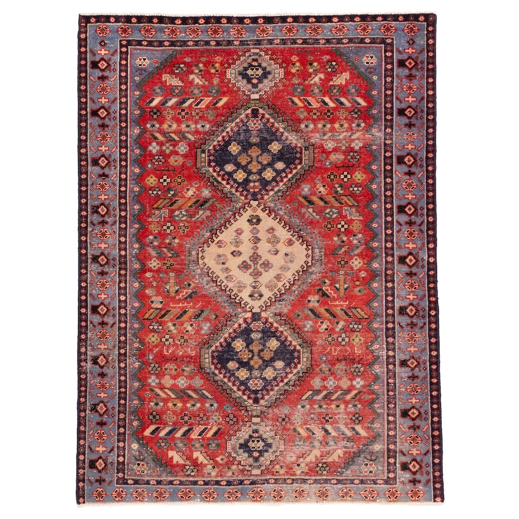 ECARPETGALLERY Hand-knotted Andelz Red Wool Rug - 4'9 x 6'5