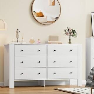 Modern Wooden Double 6 Drawer Dresser for Bedroom - Bed Bath & Beyond ...