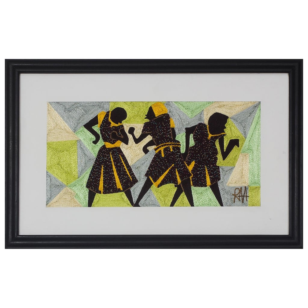 Novica Handmade Geometric Dance Silk Wall Art