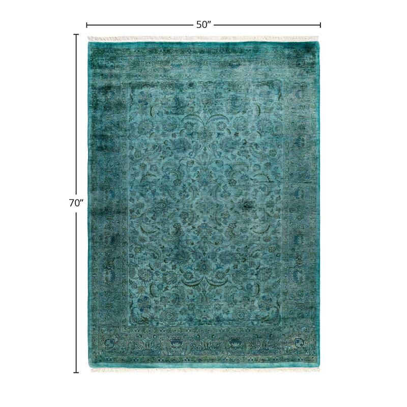 Contemporary Overdyed Wool Hand Knotted Area Rug - 4' 2" x 5' 10"