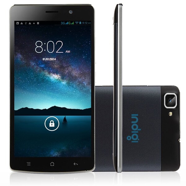 Indigi® 3G GSM+CDMA Unlocked V19 Dual-Core Android 4.4 KitKat SmartPhone w/ Dual Cameras & Dual-Sim slots - Black