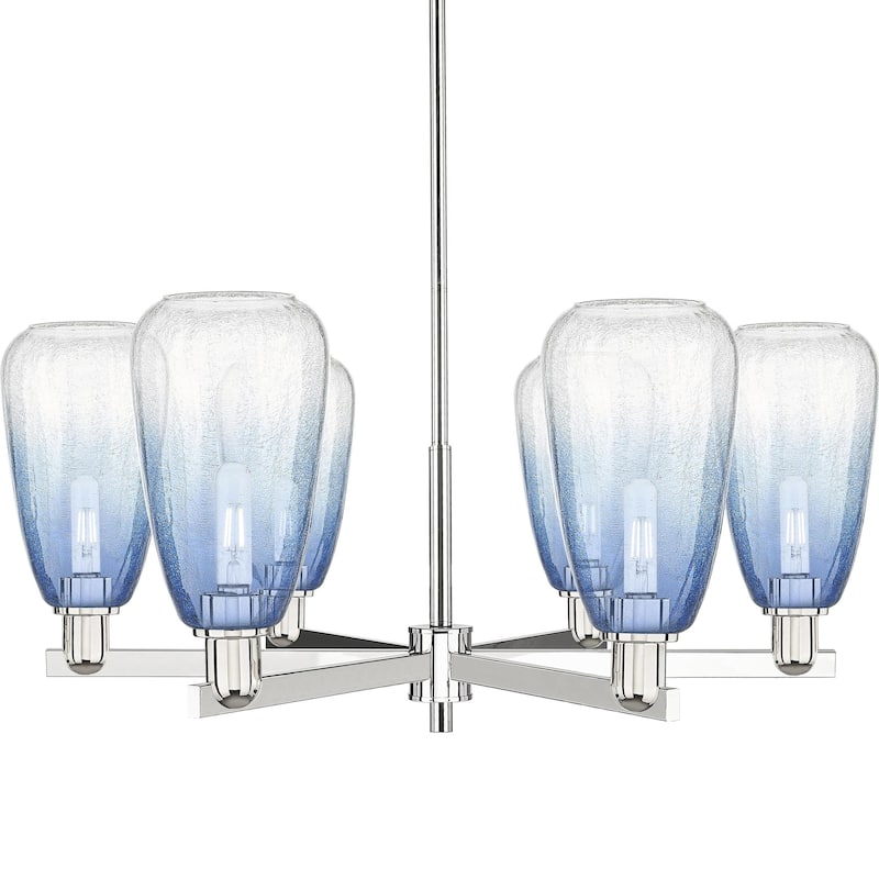 Innovations Lighting 716-6CR-14-24 Brookhaven Almond Chandelier - Polished Nickel / Sapphire Blue