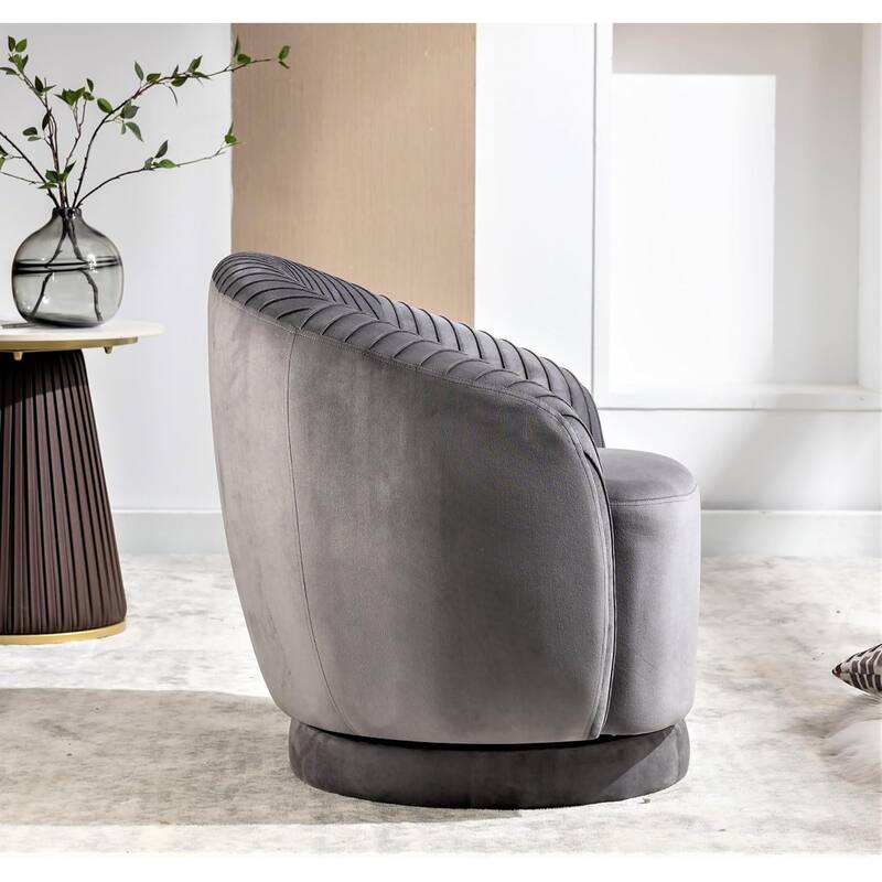US Pride Furniture Contemporary Velvet Swivel Barrel Chair with 360° Spin Capability Round Accent One-Seater Sofa