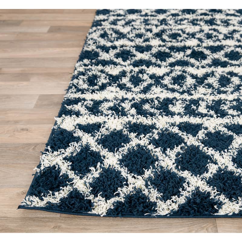 World Rug Gallery Trellis Geometric Plush Shag Area Rug