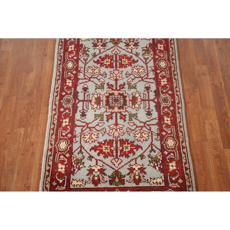 Light Blue Oushak Accent Rug Hand-Knotted Transitional Wool Carpet - 2'10"x 5'0"