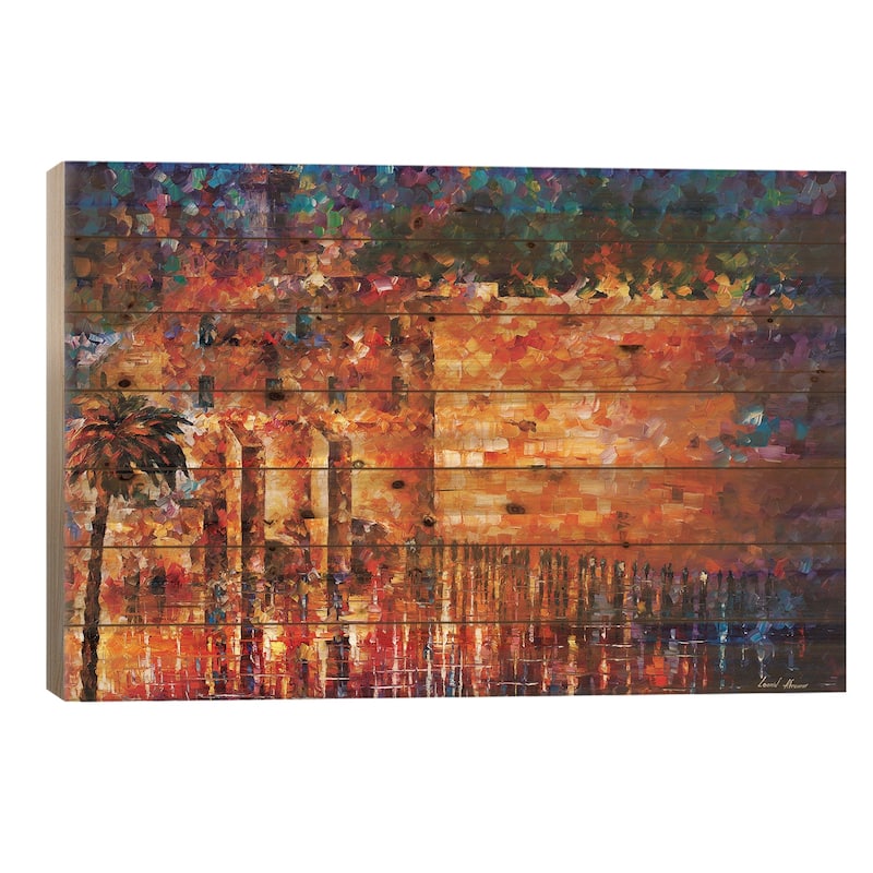 Wailing Wall Print On Wood by Leonid Afremov - Multi-Color - 18x26x1.5