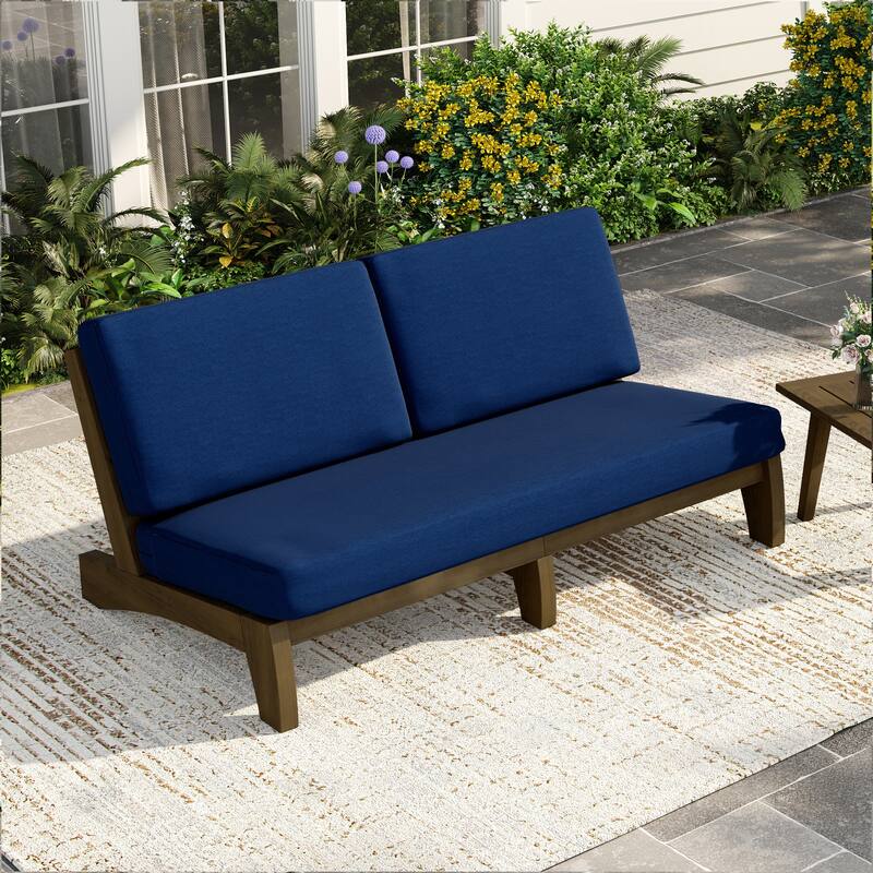 3 Seat Wood 64" W Outdoor Patio Sofa with Cushion