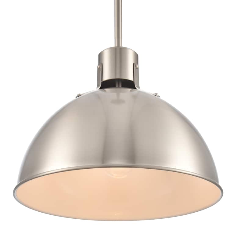 Elk Home Zayne Brushed Nickel With Metal Dome Shade 1 Light Pendant