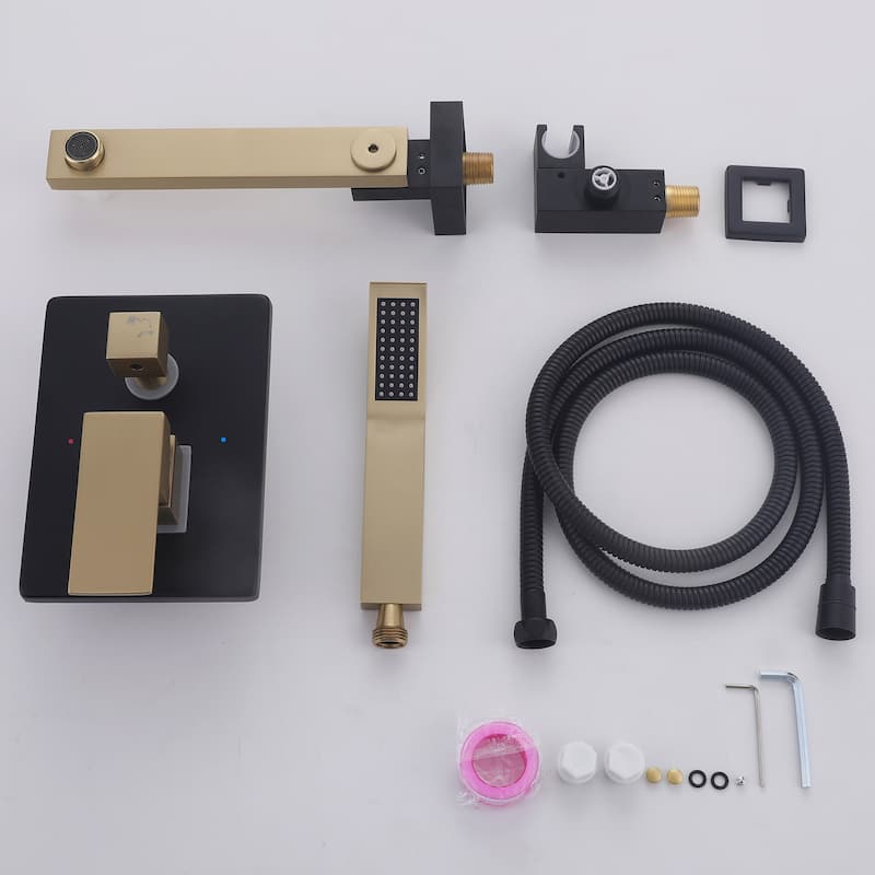 Modland Wall-Mounted Bathtub Filler Set with Hand Shower, 1.8 GPM Solid Brass Faucet, 59" Hose, CEC Certified, 4 Finishes
