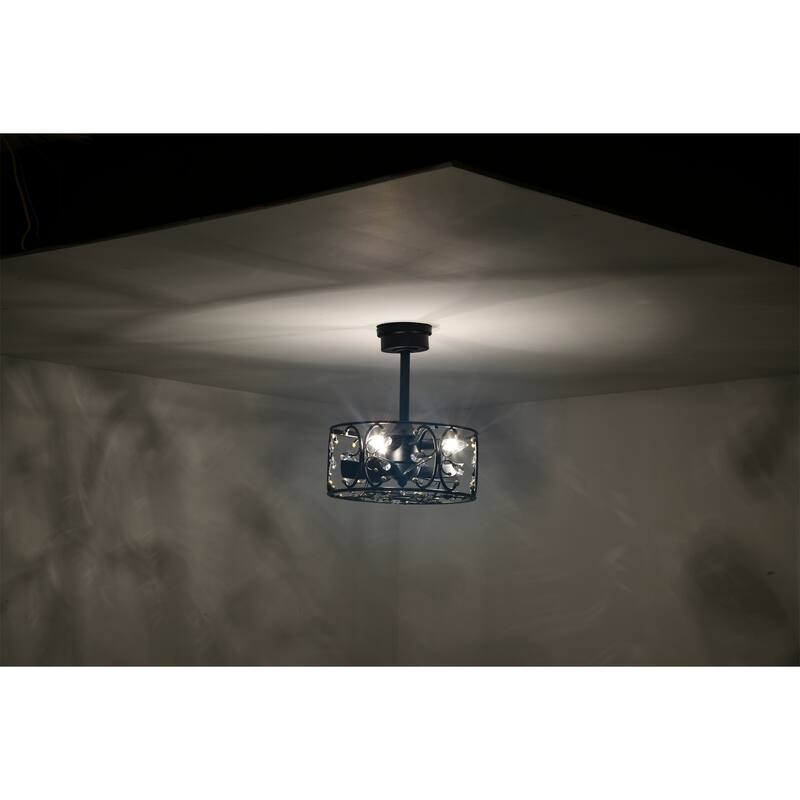 Matte Black and Gold 16 Inch Crystal Fandelier