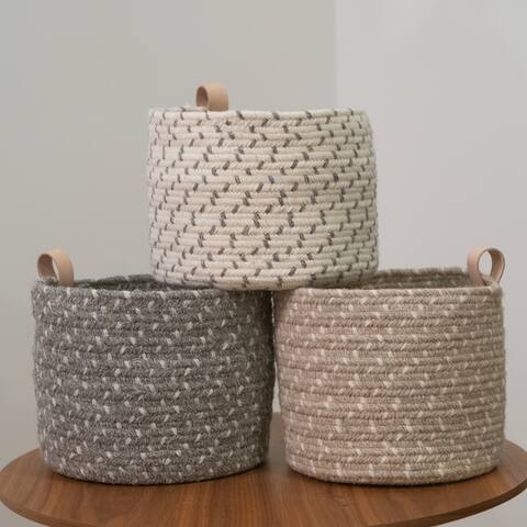 Wool Dice-X Leather Loop Basket
