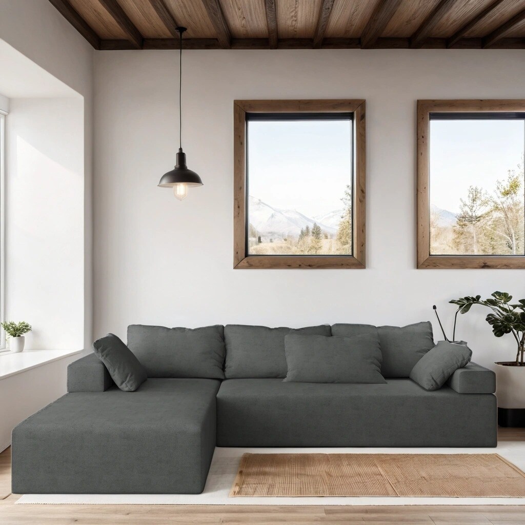 L-Shaped Modular Free Combination Sectional Sofa With Pillows
