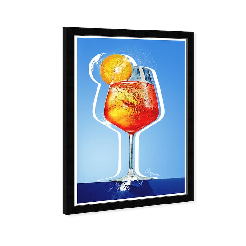 Wynwood Studio Prints Drinks and Spirits Aperol Italiano Blue and Tropical Wall Art Canvas Print