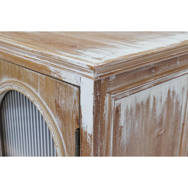 Farmhouse Storage Cabinet,Wood Kitchen Pantry Cabinet with 2 Glass Doors & 2 Drawers,Freestanding Buffet Cupboard with Shelves