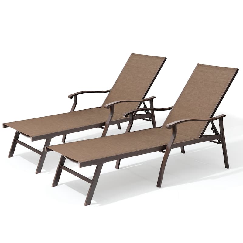 Pellebant 2PCS Patio Aluminum Adjustable Chaise Lounge Chair - N/A