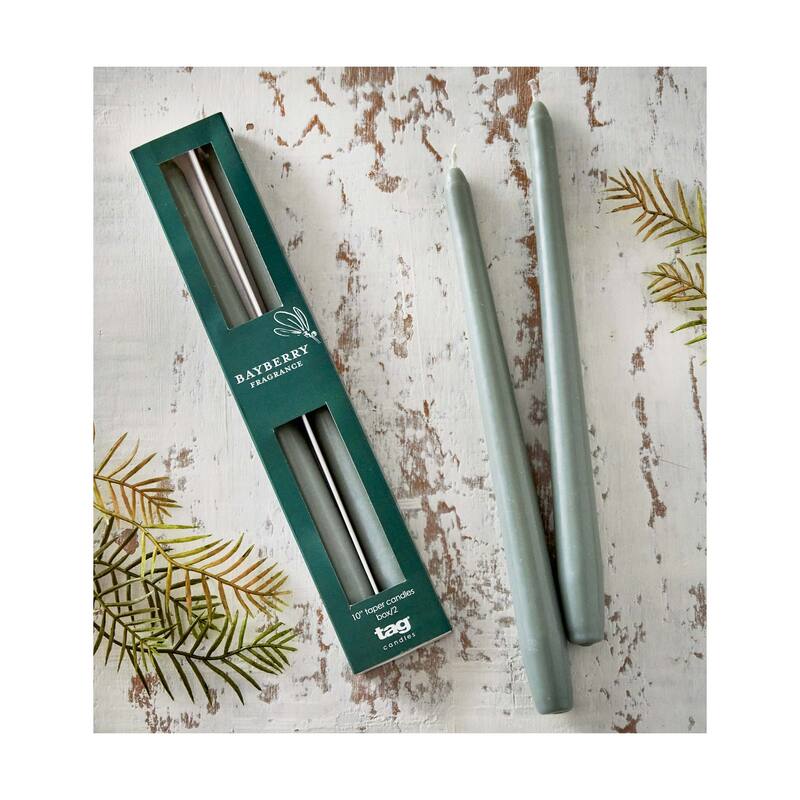 Bayberry 10" Light Green Taper Candle - 4 Hour Burn Time, Perfect for Everyday Use, Wax Candle, 10" H x 0.81" W