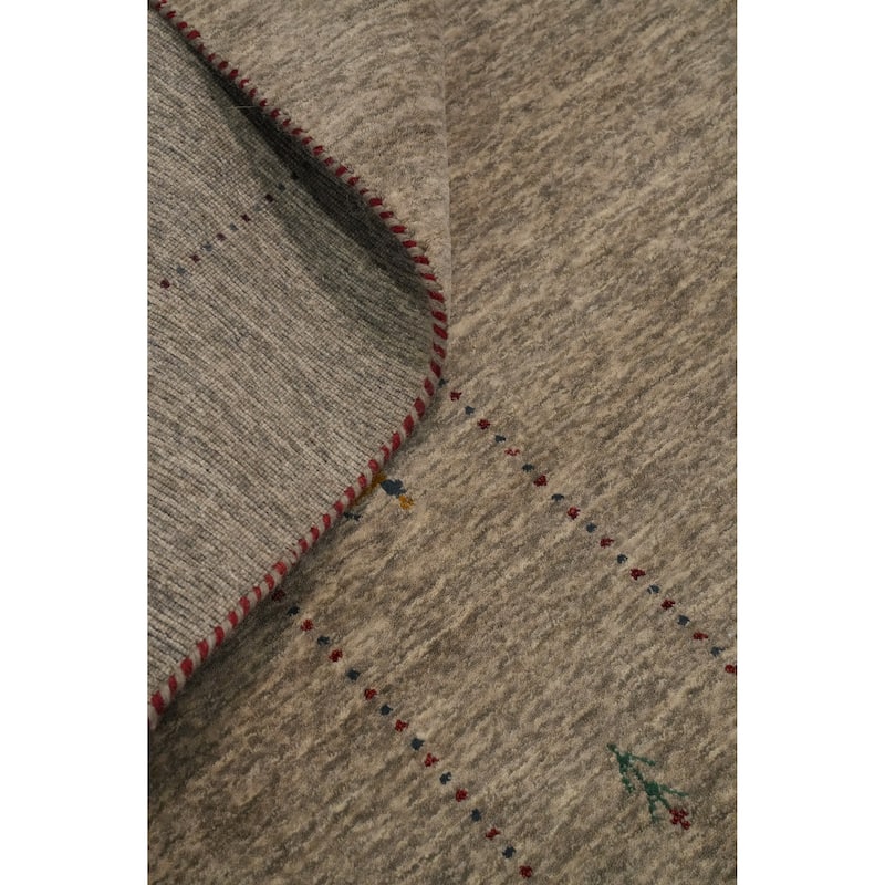Hand Knotted Oriental 100% Wool Carpet Tribal Animal Pictorial Beige & Ivories Gabbeh Area Rug - 9' 9'' X 8' 2''