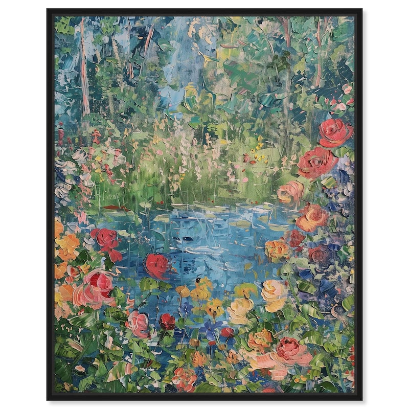 Art Remedy Serene Escape Framed Impressionism 1 Piece Canvas Wall Art /Monet And Van Gogh Inspired Art - 17 x 21 - Black