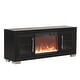 preview thumbnail 15 of 16, Furniture of America Fionna Modern Black Electric Fireplace TV Stand with LED and Shelves