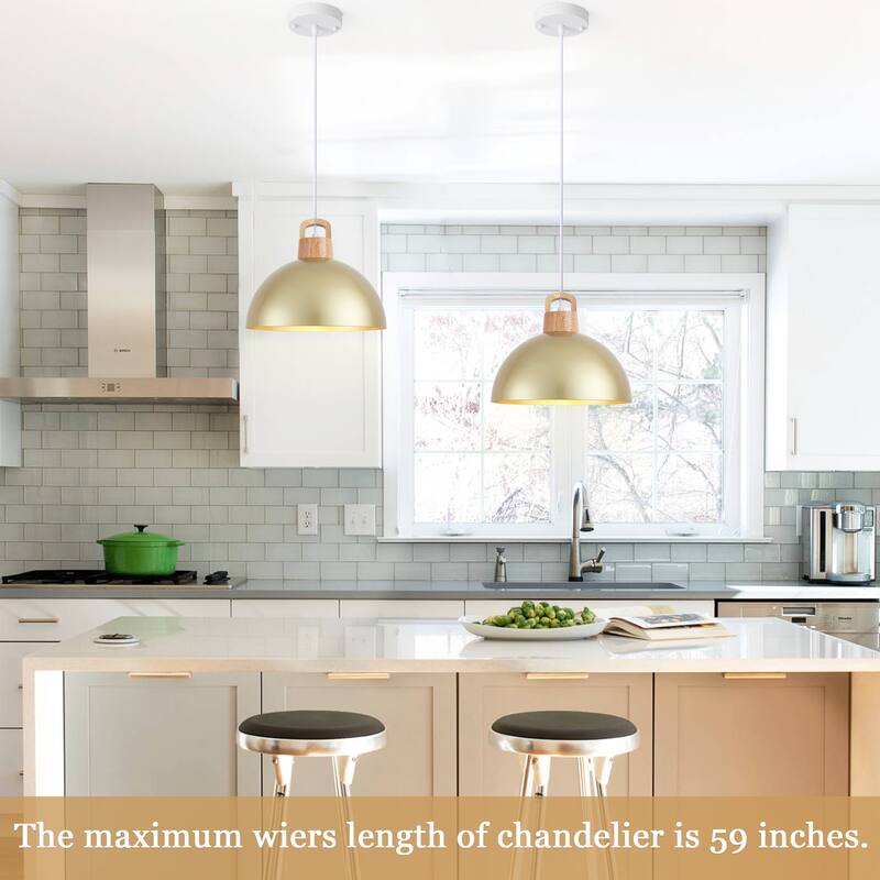 1-Light Rustic Hanging Pendant Light with Metal Shaded for Kitchen Island