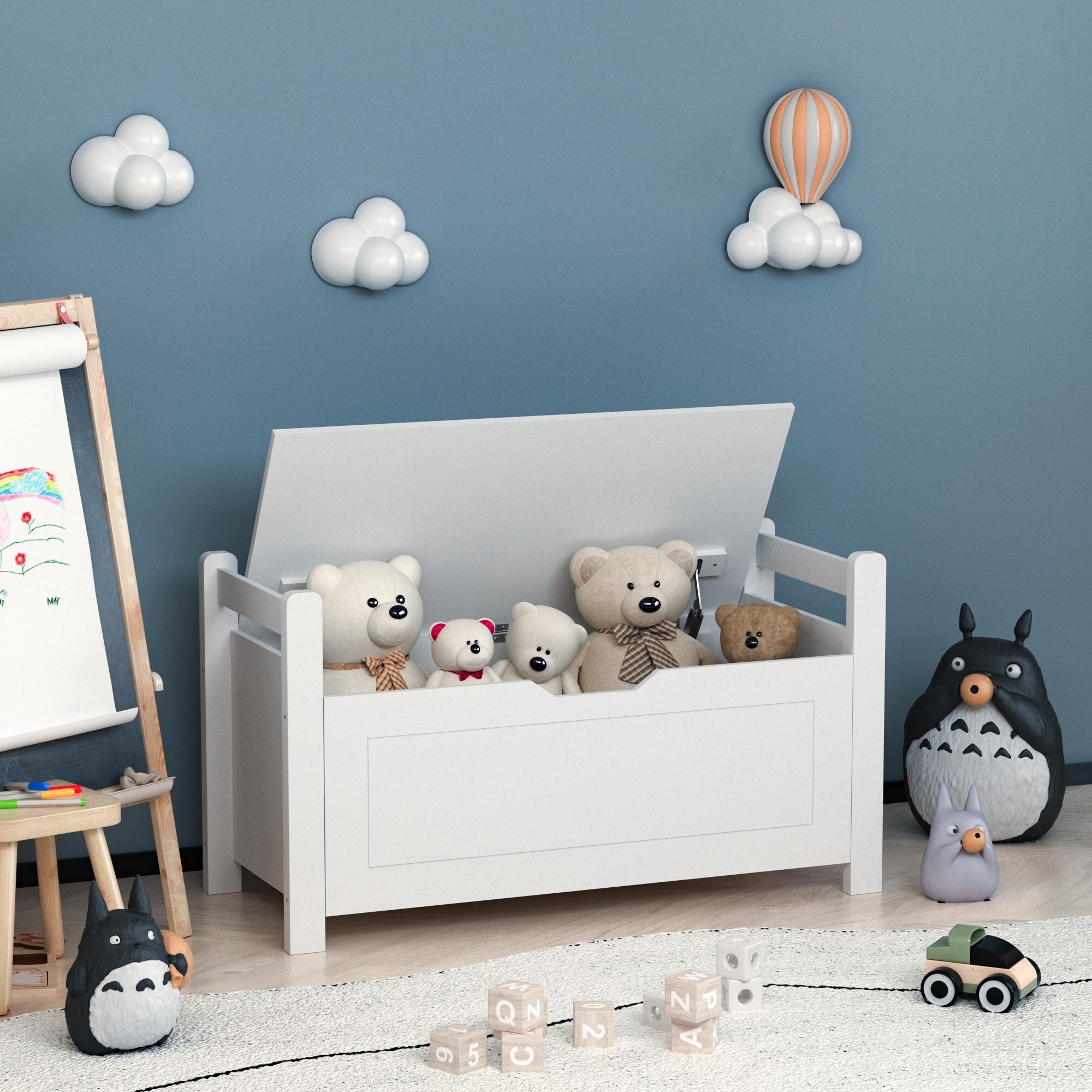 Toy box clearance with cushion seat