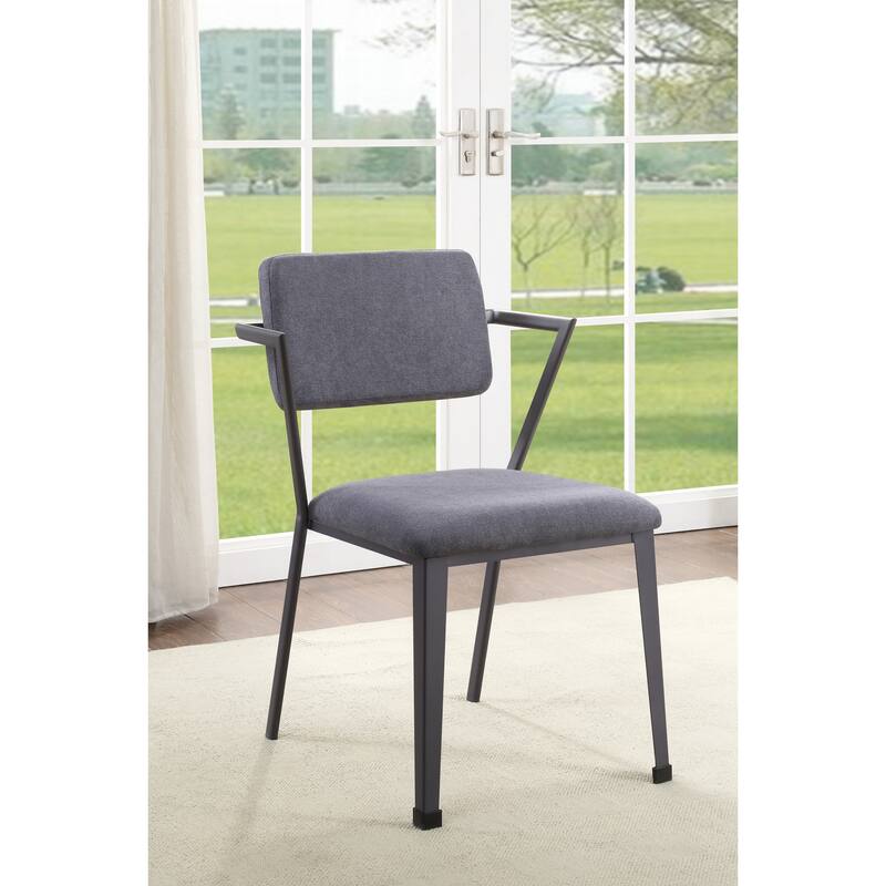 Cargo Gray Fabric & Gunmetal Finish Dining Chair ( Set of 2) - Gray