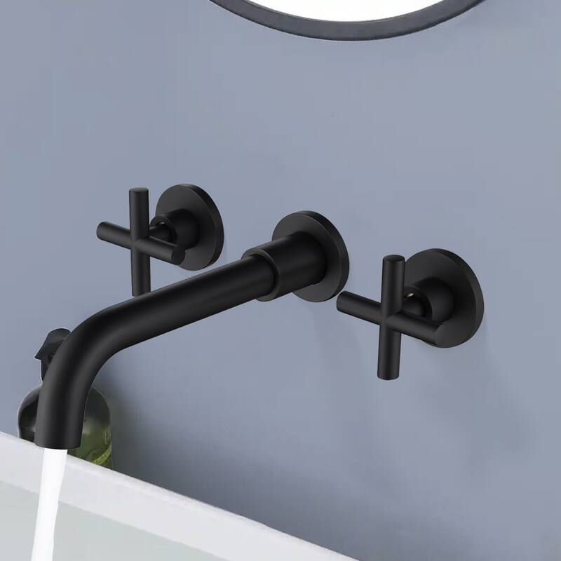 Topcraft Wall Mount Classic Cross Handle Bathroom Faucet