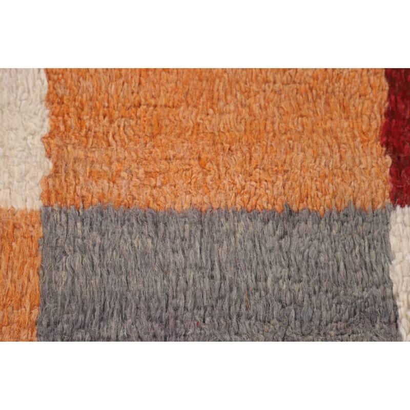 Checkered Moroccan Oriental Area Rug Handmade Geometric Wool Carpet - 5'10" x 9'7"