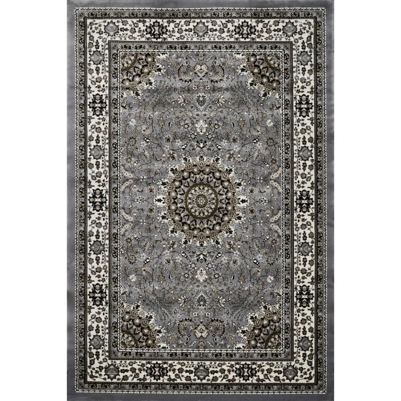 Master Collection Floral Transitional Area Rug - Gray/White - 2' x 3'
