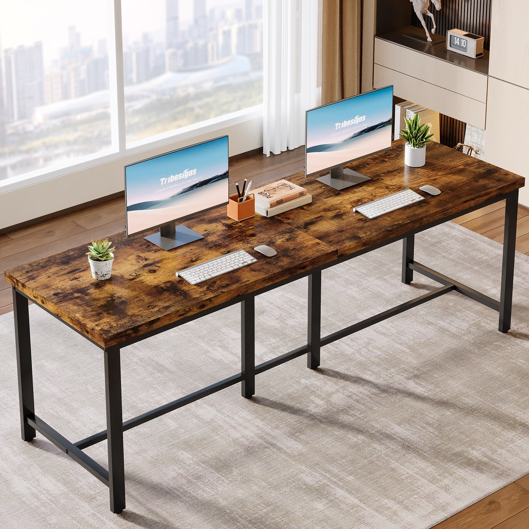 ID:G60181809　デスク 78.7 Inches Extra Long 2 Person Double Computer Desk for Home