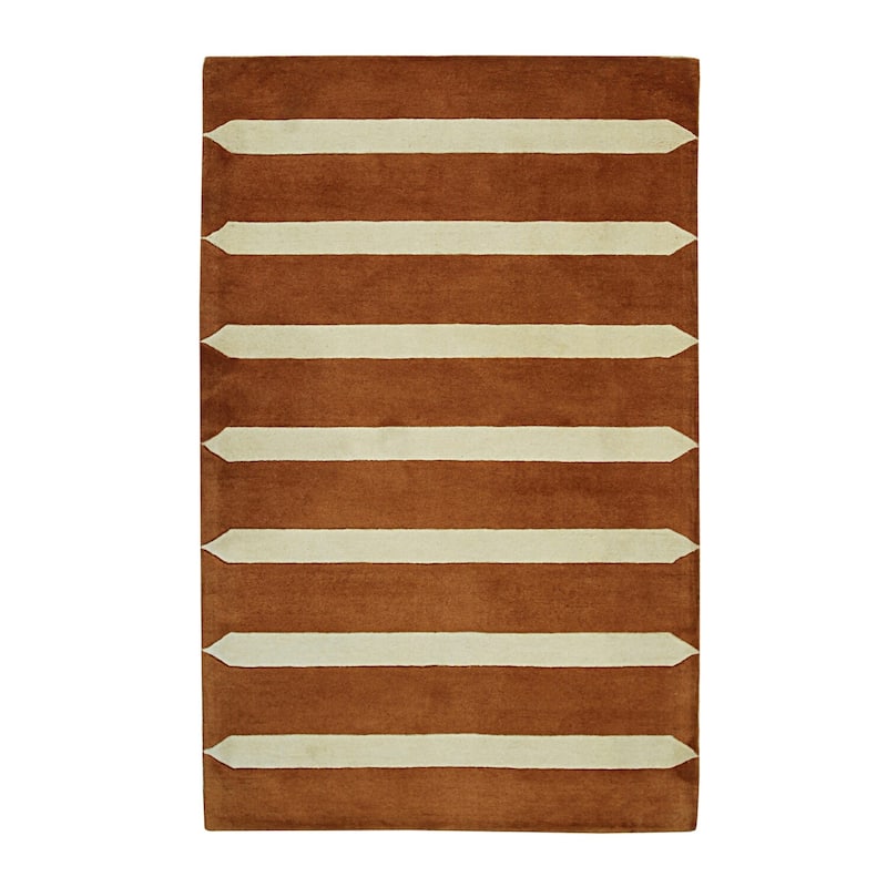 Rust Hand-Tufted Wool Rug, 5' x 8', Plush Soft Floor Accent - L