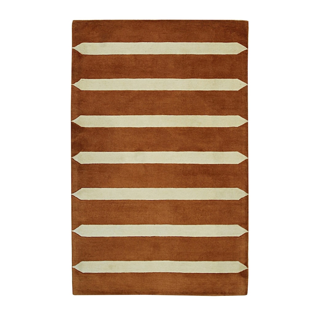 Rust Hand-Tufted Wool Rug, 5' x 8', Plush Soft Floor Accent - L