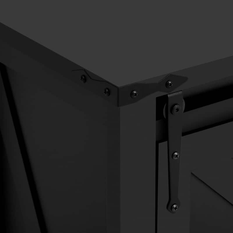 Farmhouse 55.1" Sideboard with Sliding Barn Doors and Storage Drawers, Wood Buffet Table with Power Outlet