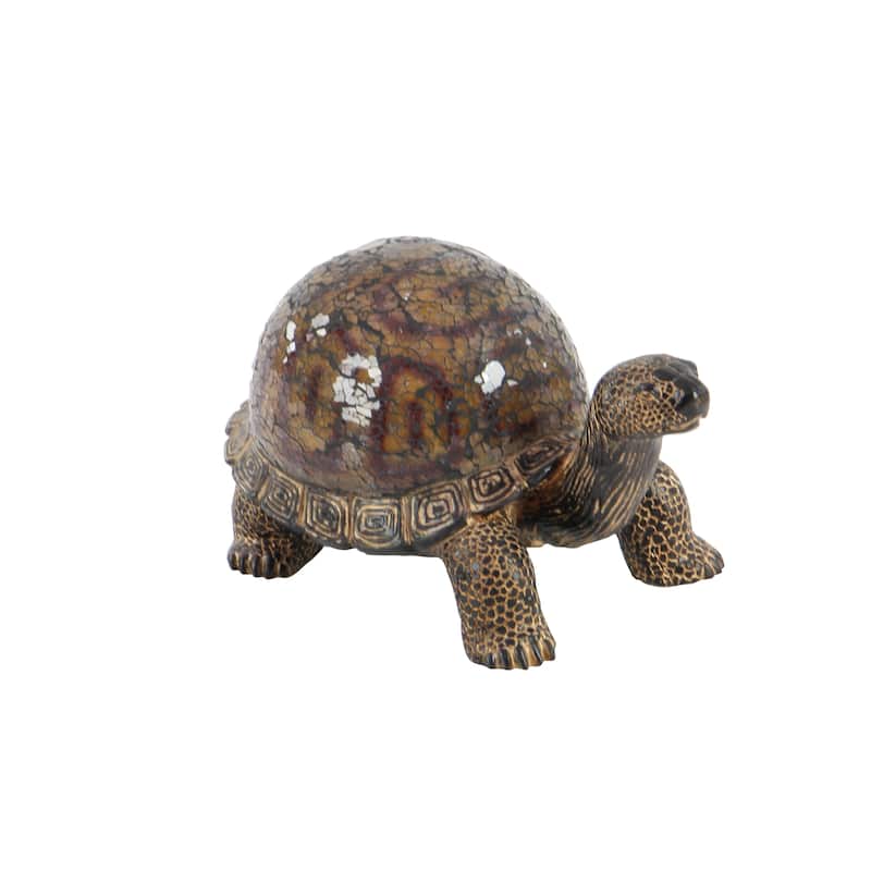 Polystone Turtle Sculpture - Brown - Roche River Decor - 6"W x 11"L x 6"H