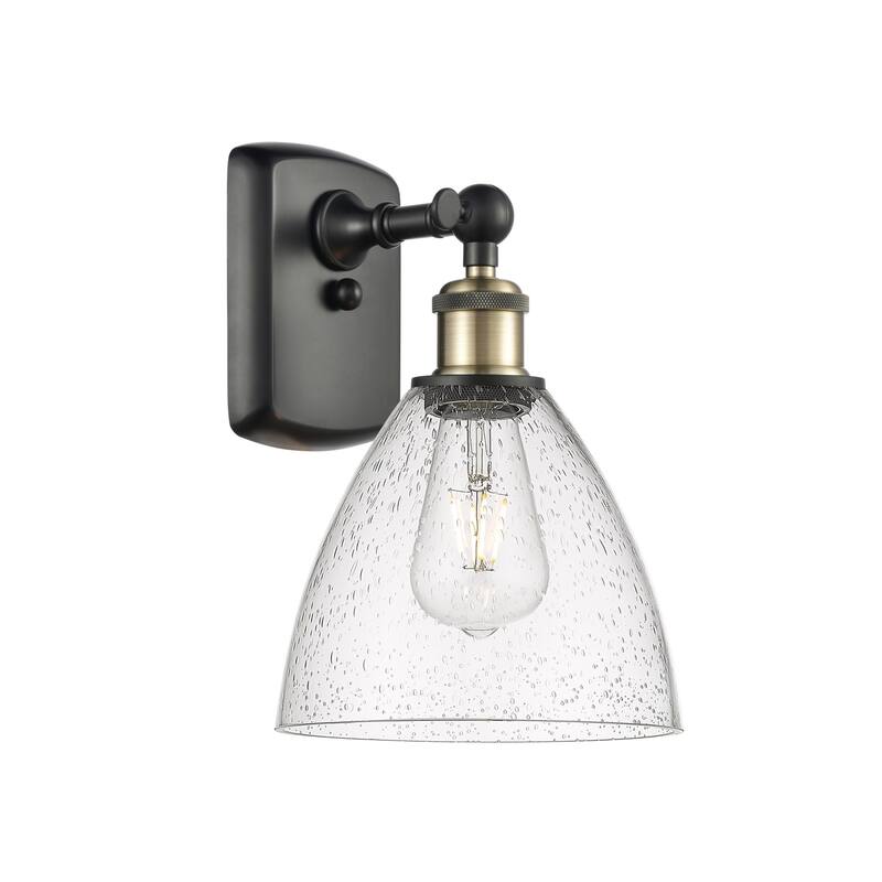 Innovations Lighting 516-1W-12-8 Bristol Sconce Bristol Glass 12" Tall - Black Antique Brass / Seedy