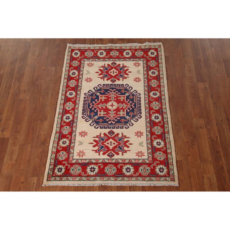 Kazak Accent Rug Hand-Knotted Wool Carpet - 2'11" x 4'3"