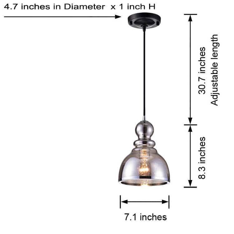 Alita Antique Black Pendant with Smoked Bubble Glass and Chrome Edge