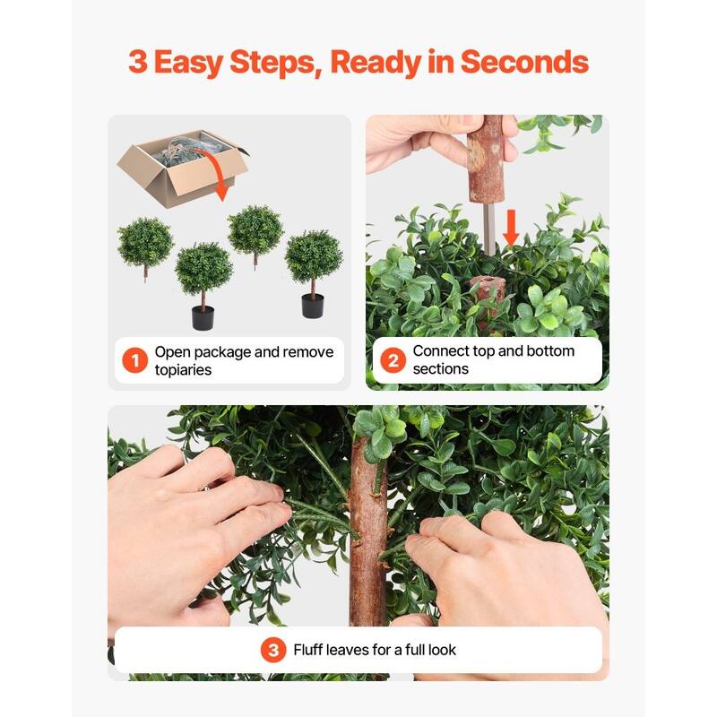 Set of 2 Artificial Topiary Trees 36" Faux Eucalyptus Plants with Real Wood Trunks, Weather-Resistant PE Leaves