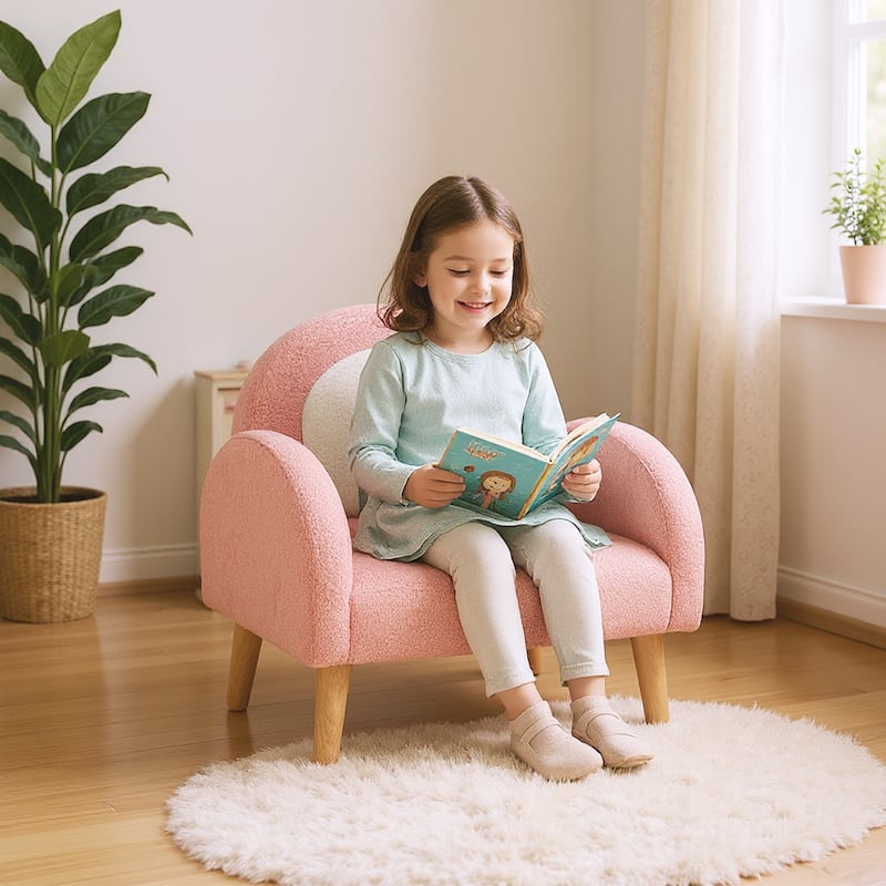 Gymax Soft Plush Kids Couch w/Comfy Backrest & Armrests Upholstered