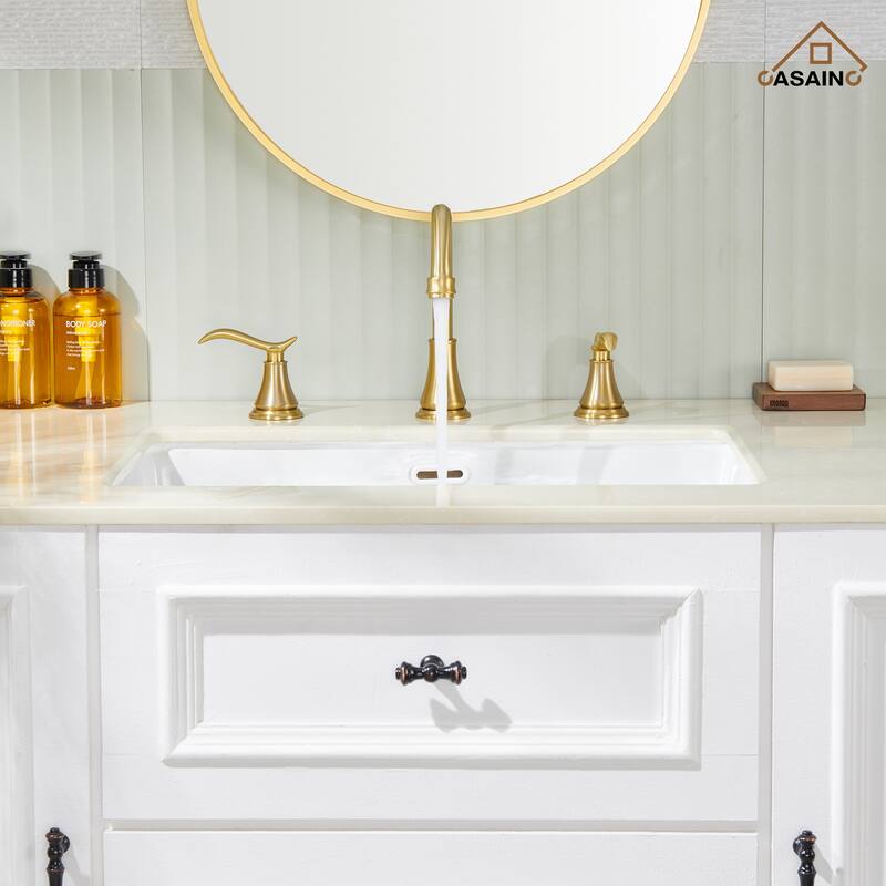 8 in. Widespread Double Handle Bathroom Faucet with Drain Kit Included